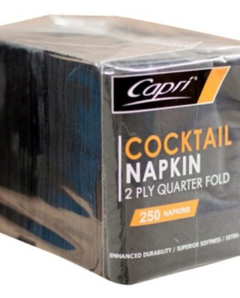 Black 2 Ply Cocktail Qtr Fold Napkin 2000pce (Capri)